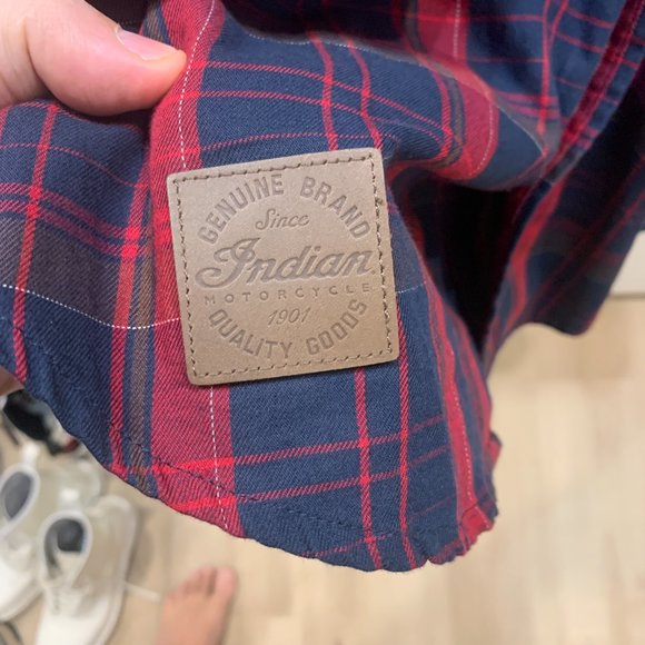 Indian Motorcycle plaid button down shirt with pearl snaps Size Small - Picture 6 of 12